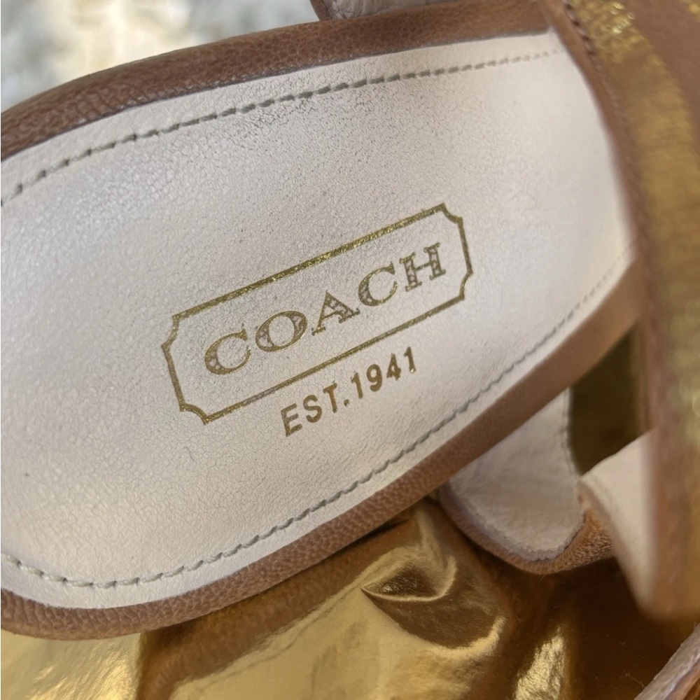Coach Caroline Leather Wedge Sandal Size 8B 
Beach Summer Vacation Rare Beaded - Picture 5 of 15